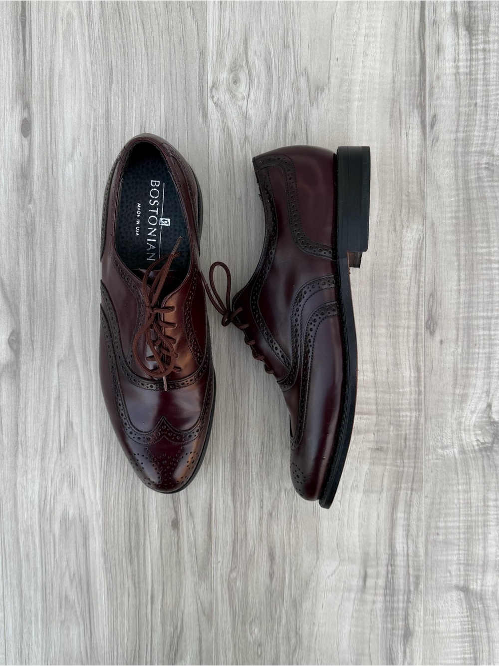 Bostonian Burgundy Leather Wingtip Oxfords